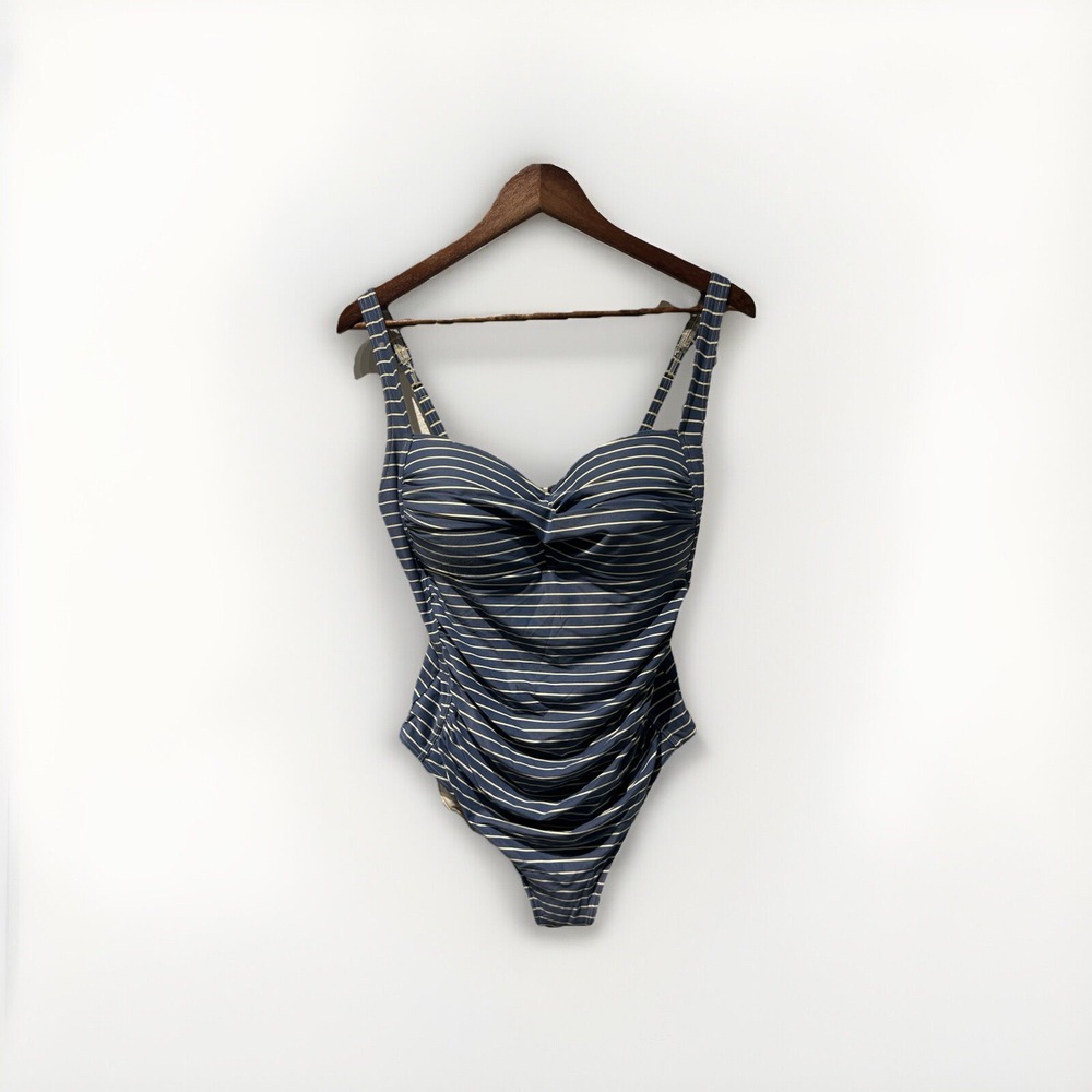 Bond-Eye Aus Size 16 Womensā Blue Striped Padded One Piece Swimsuit Nautical
